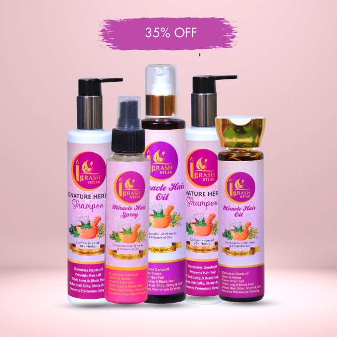 DEAL 3  [1 Miracle Hair Oil (150ML) + 1Miracle Hair Oil (200ML) + 2(Signature Herbal Shampoo 200ML) + Free Miracle Hair Spray (100ML) + FREE SHIPPING